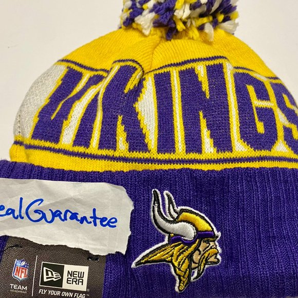 RARE 100% New Era Minnesota Vikings REP UR TEAM Sport Knit Hat NFL Winter Beanie - Picture 2 of 4